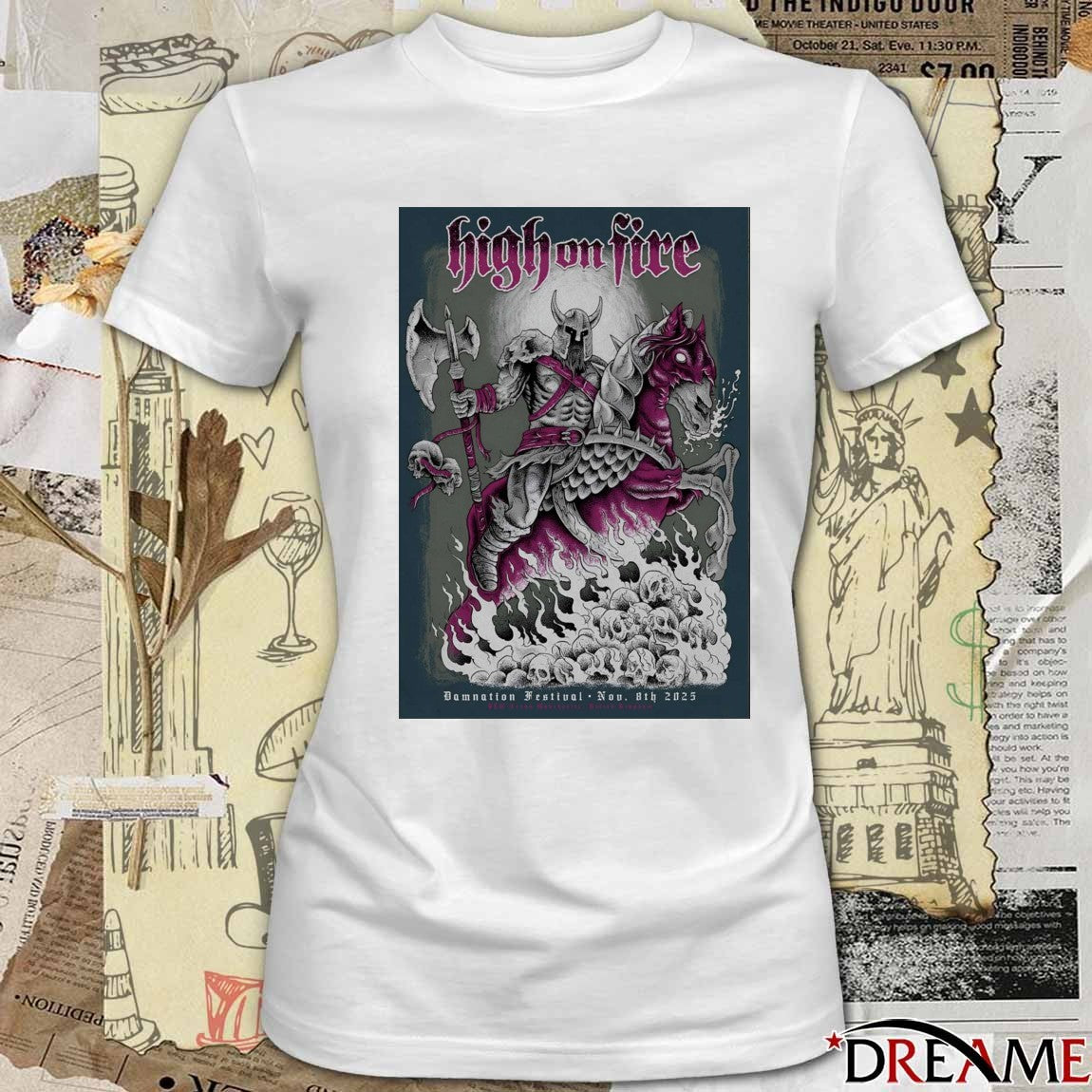 Poster High On Fire November 8th 2025 Damnation Festival Manchester UK t-shirt