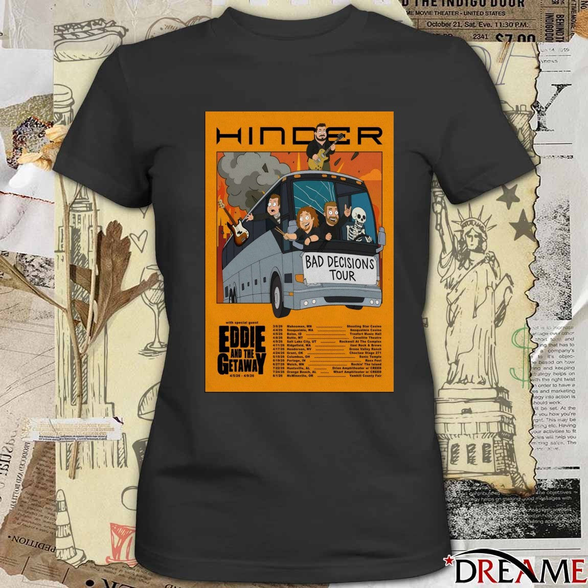 Poster Hinder Bad Decisions Tour 2026 March – August Shows t-shirt