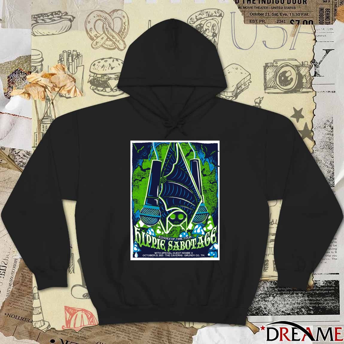 Poster Hippie Sabotage October 25 2025 Echoes Of Time Tour The Caverns Grundy CO TN t-shirt