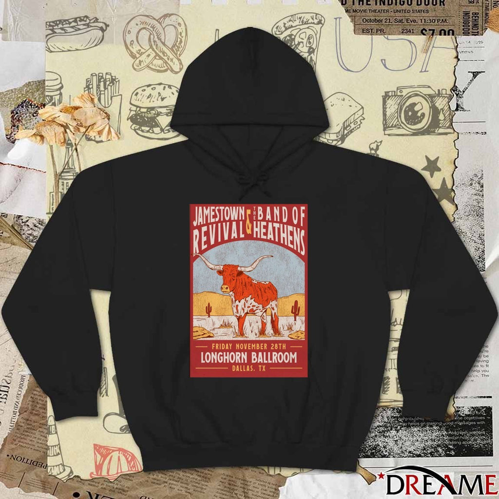 Poster Jamestown Revival And The Band Of Heathens November 28 2025 Longhorn Ballroom Dallas TX t-shirt