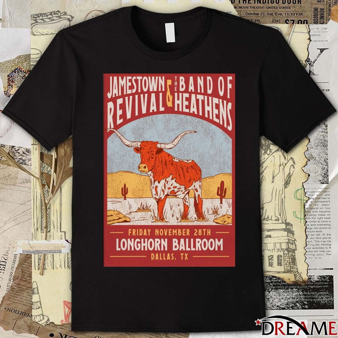 Poster Jamestown Revival And The Band Of Heathens November 28 2025 Longhorn Ballroom Dallas TX t-shirt