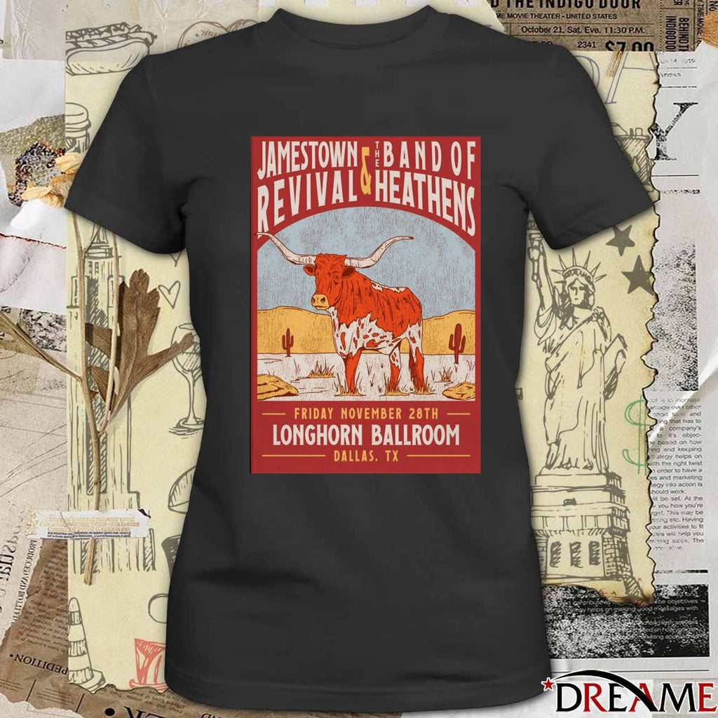 Poster Jamestown Revival And The Band Of Heathens November 28 2025 Longhorn Ballroom Dallas TX t-shirt