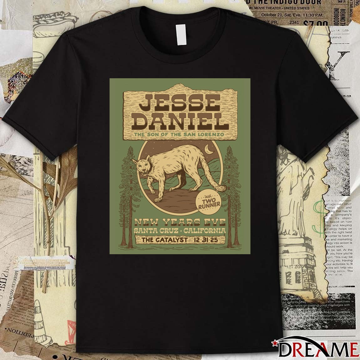Poster Jesse Daniel December 31 2025 The Catalyst Santa Cruz CA t-shirt