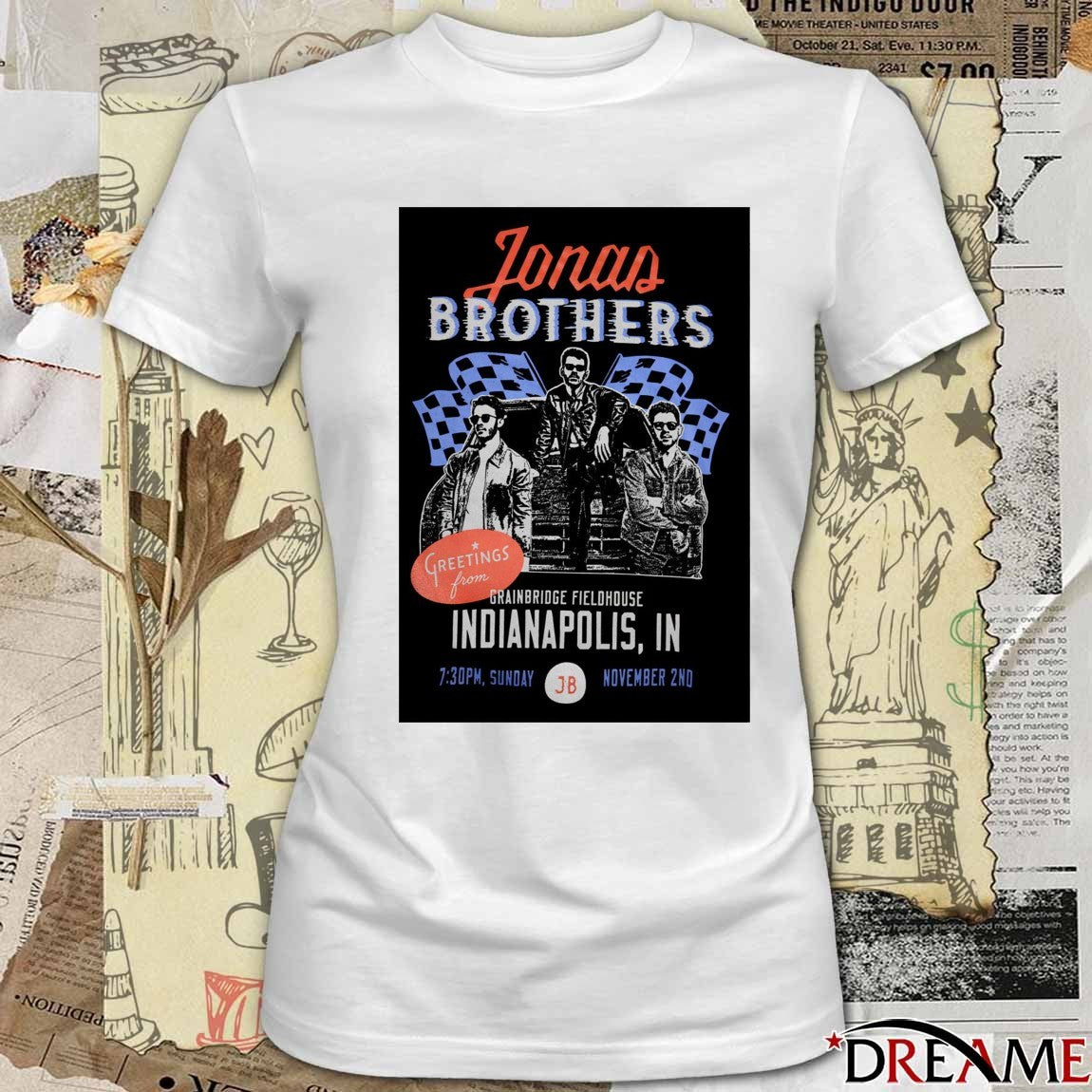 Poster Jonas Brothers November 02 2025 Gainbridge Fieldhouse, Indianapolis, IN t-shirt