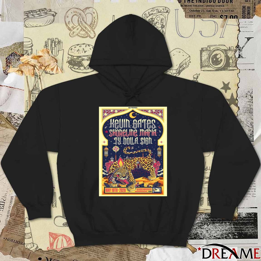 Poster Kevin Gates With Shoreline Mafia And Ty Dolla Sign Red Rocks Amphitheatre 2026 Morrison CO May 19 t-shirt