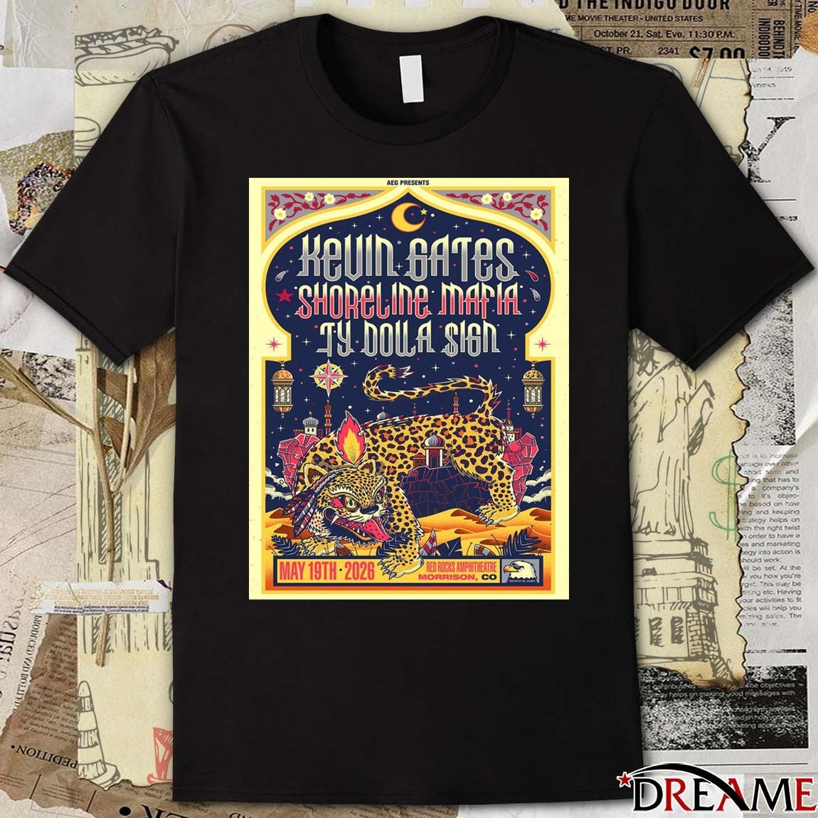 Poster Kevin Gates With Shoreline Mafia And Ty Dolla Sign Red Rocks Amphitheatre 2026 Morrison CO May 19 t-shirt