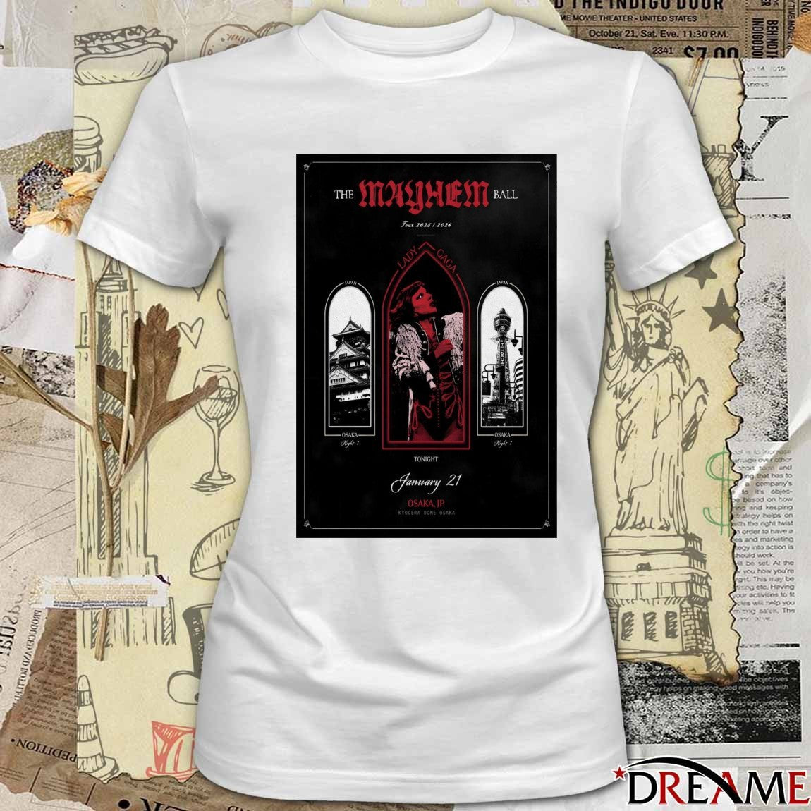 Poster Lady Gaga Osaka Japan January 21 2026 Concert t-shirt