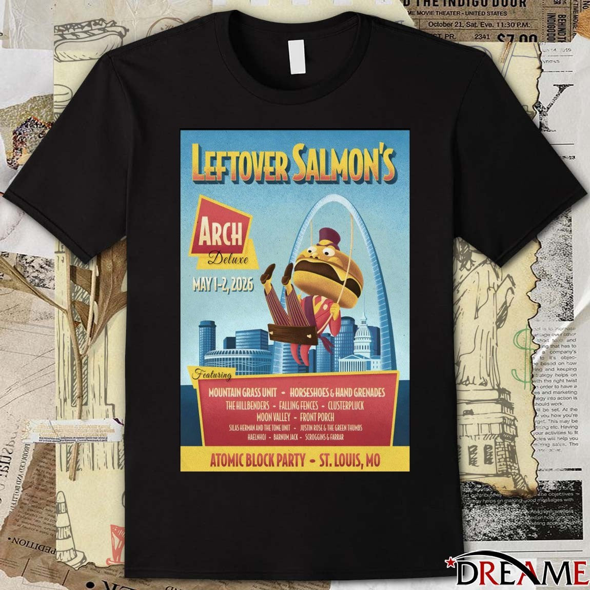 Poster Leftover Salmon Atomic Block Party St. Louis MO May 1-2 2026 t-shirt