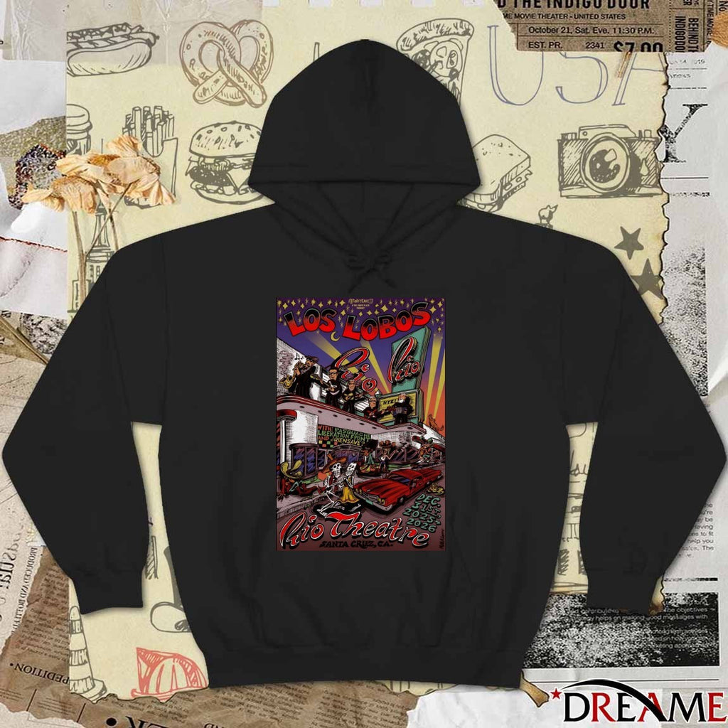 Poster Los Lobos Rio Theatre Santa Cruz December 31 2025 NYE t-shirt