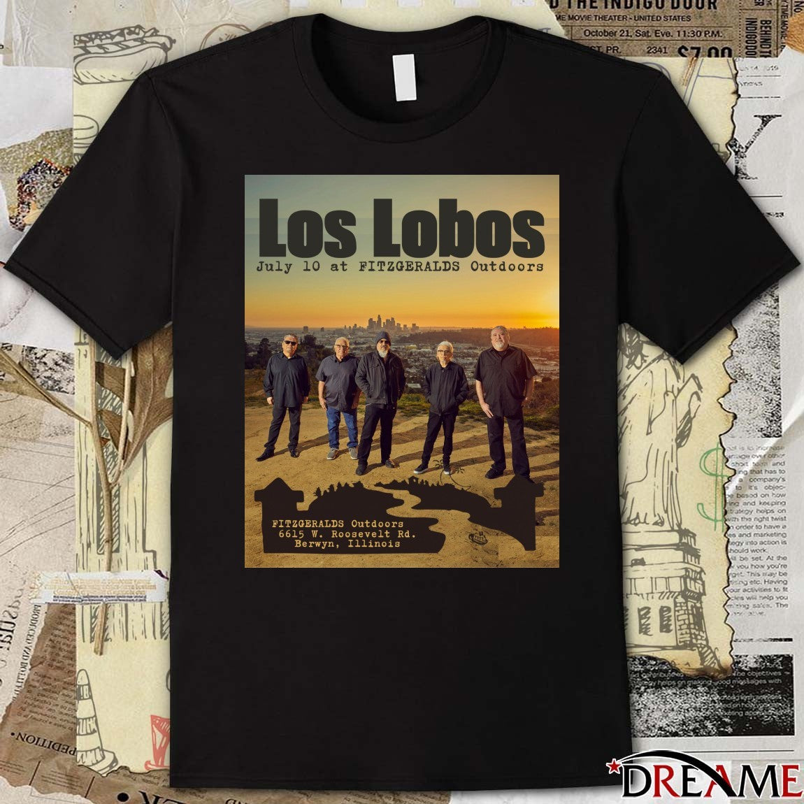 Poster Los Lobos Tour At Fitzgeralds Outdoors Berwyn IL July 10 2026 t-shirt