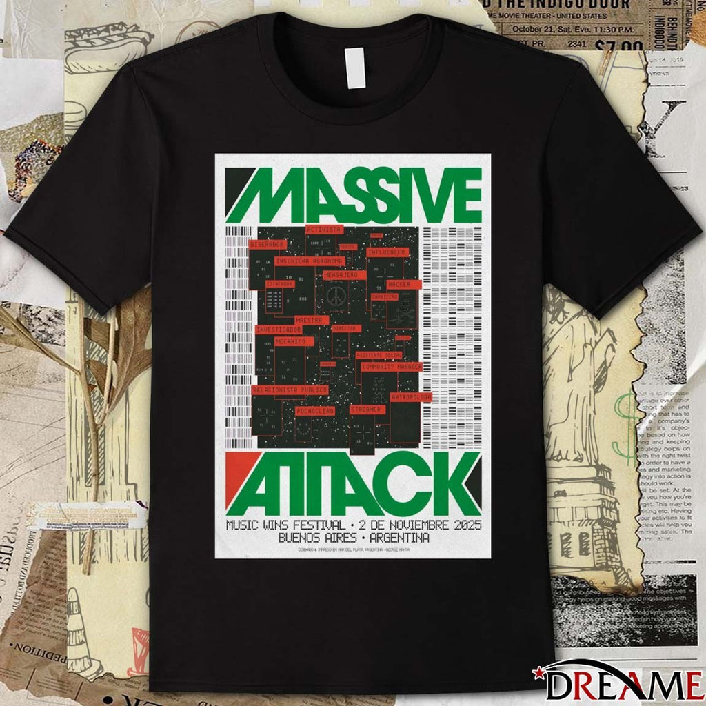 Poster Massive Attack Music Wins Festival On November 2 2025 Buenos Aires Argentina t-shirt