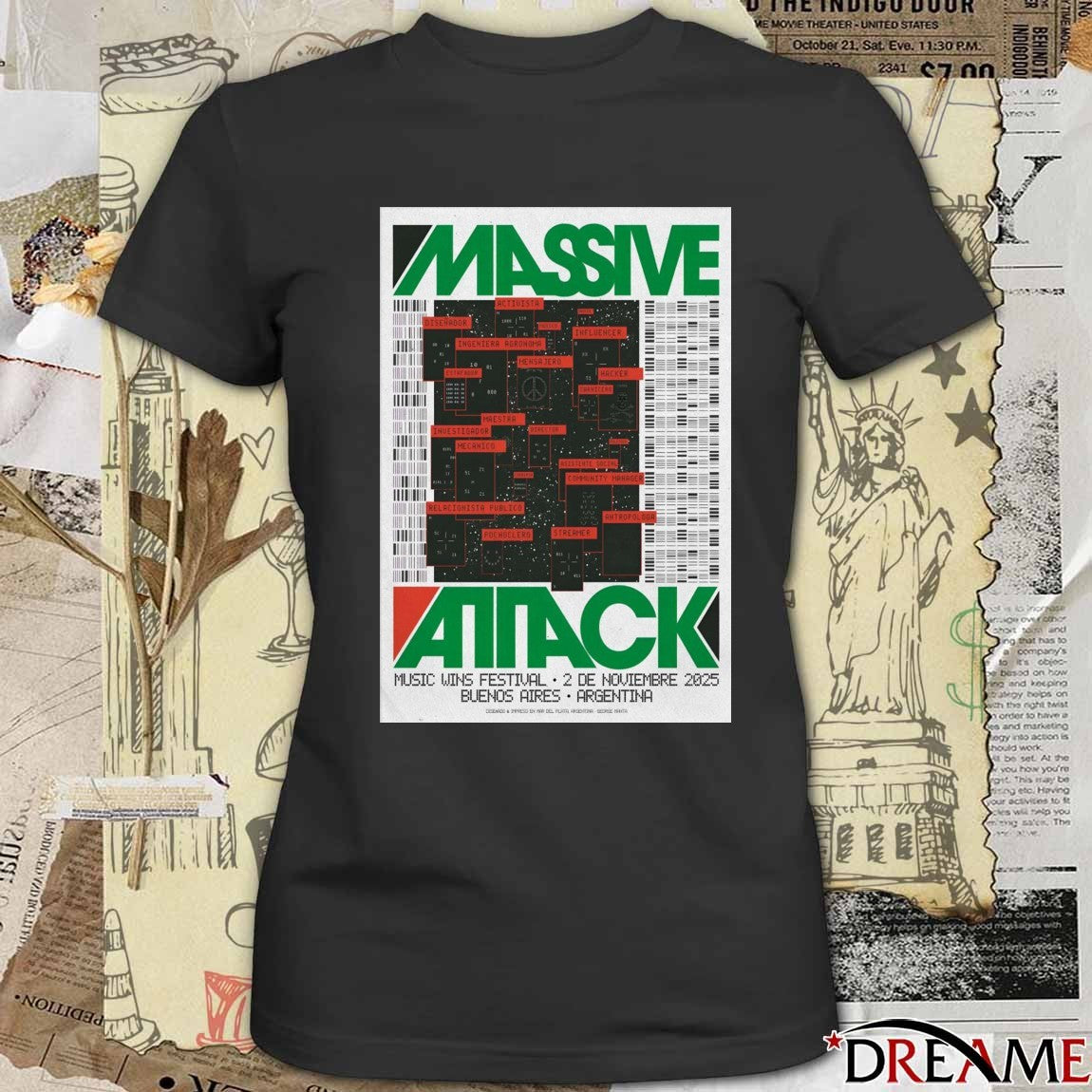 Poster Massive Attack Music Wins Festival On November 2 2025 Buenos Aires Argentina t-shirt