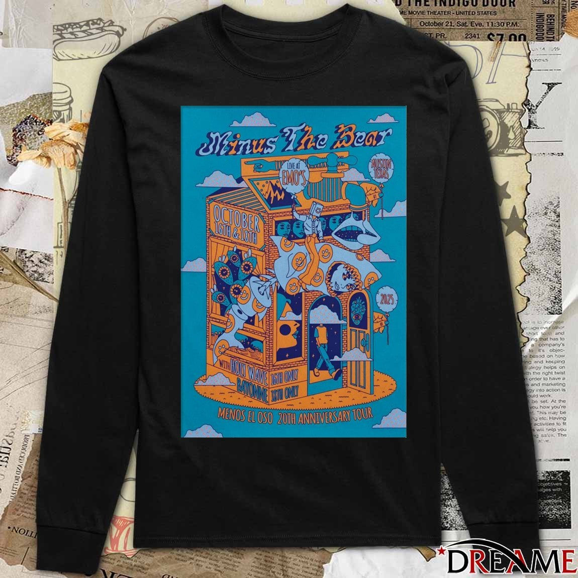 Poster Minus The Bear 20th Anniversary Tour October 16 – 18 2025 Austin Event t-shirt