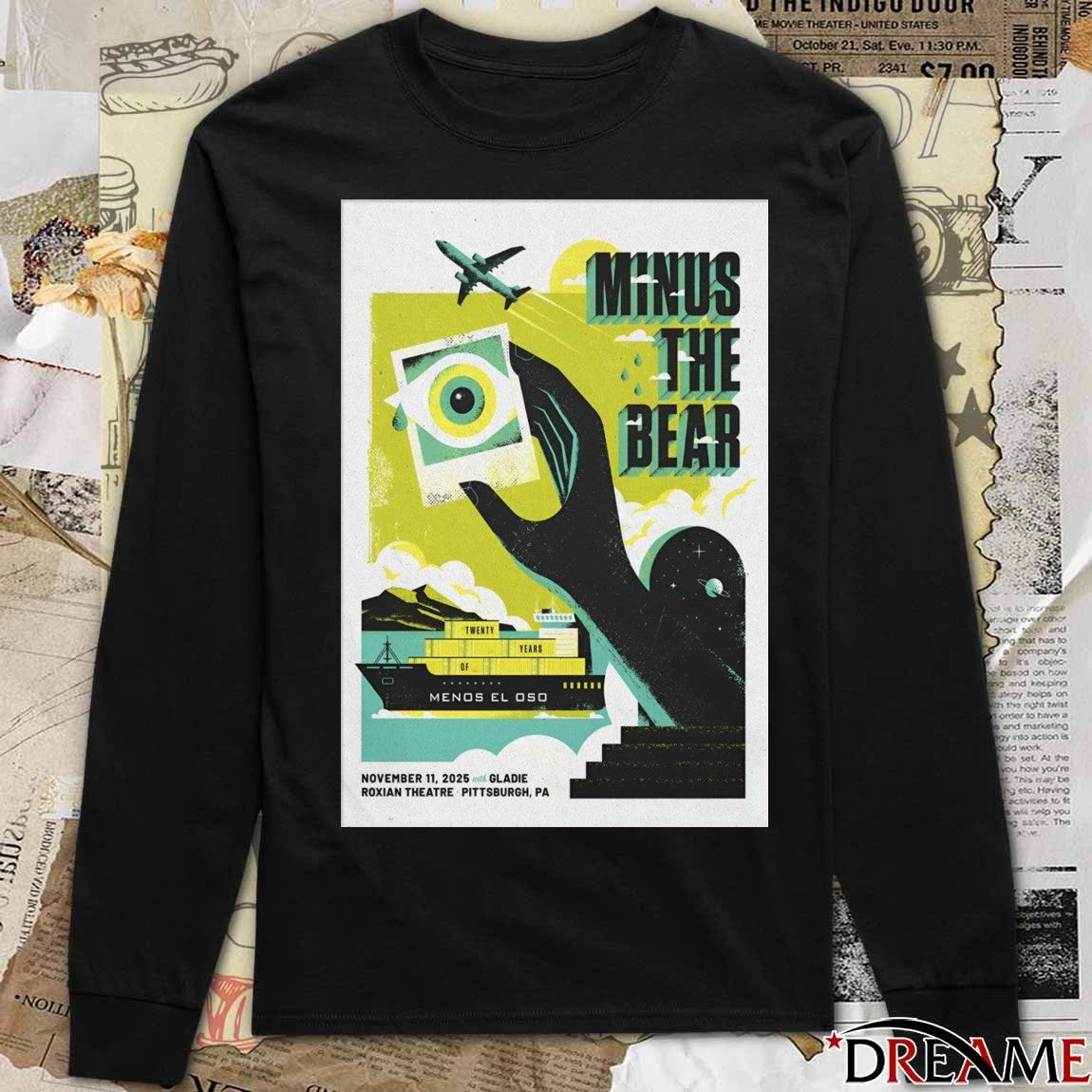 Poster Minus The Bear McKees Rocks November 11 2025 Roxian Theatre Pittsburgh PA t-shirt