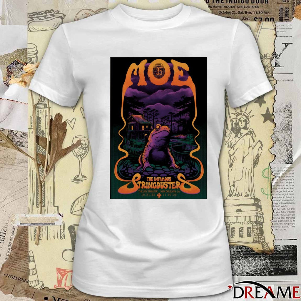 Poster Moe. October 31-November 1 2025 The Infamous Stringdusters New Orleans Halloween Shows t-shirt