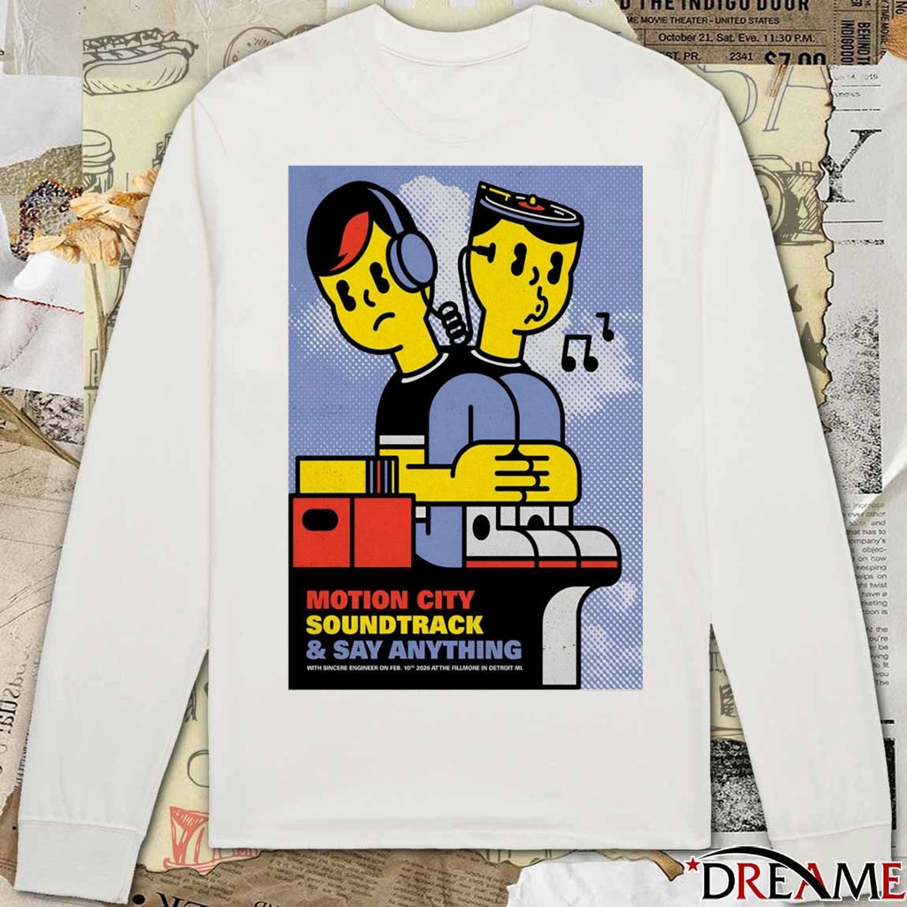 Poster Motion City Soundtrack And Say Anything Tour Detroit MI February 10 2026 t-shirt