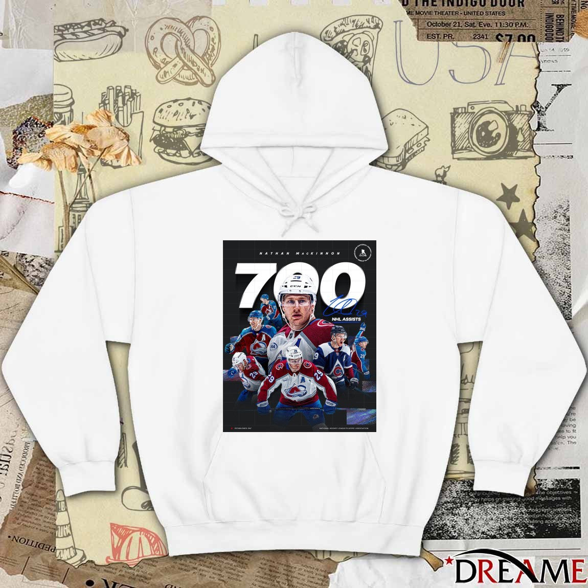 Poster Nathan MacKinnon No. 700 NHL Assist Colorado Avalanche Signature t-shirt