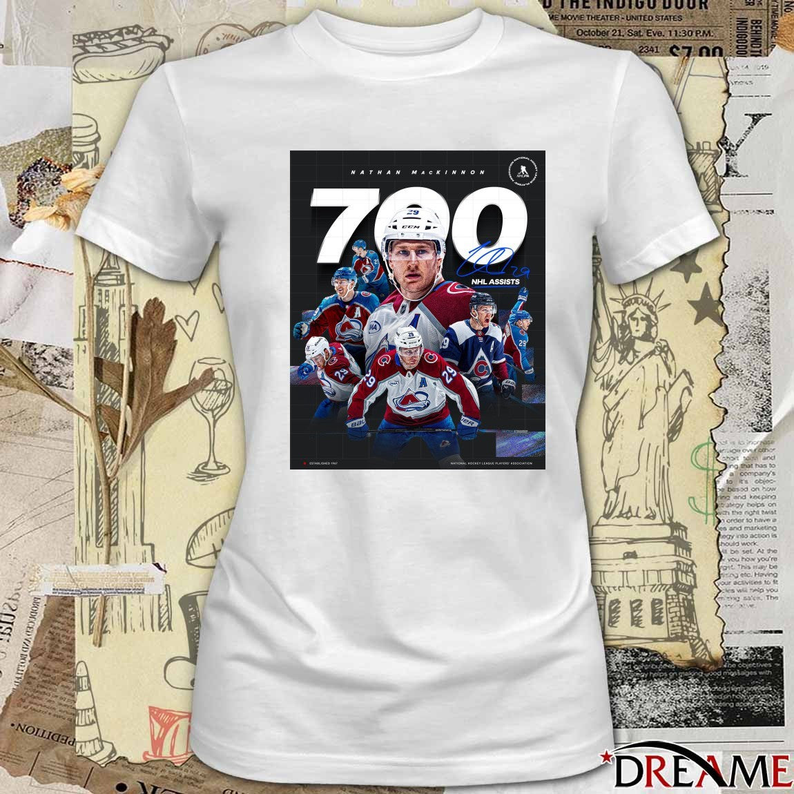 Poster Nathan MacKinnon No. 700 NHL Assist Colorado Avalanche Signature t-shirt