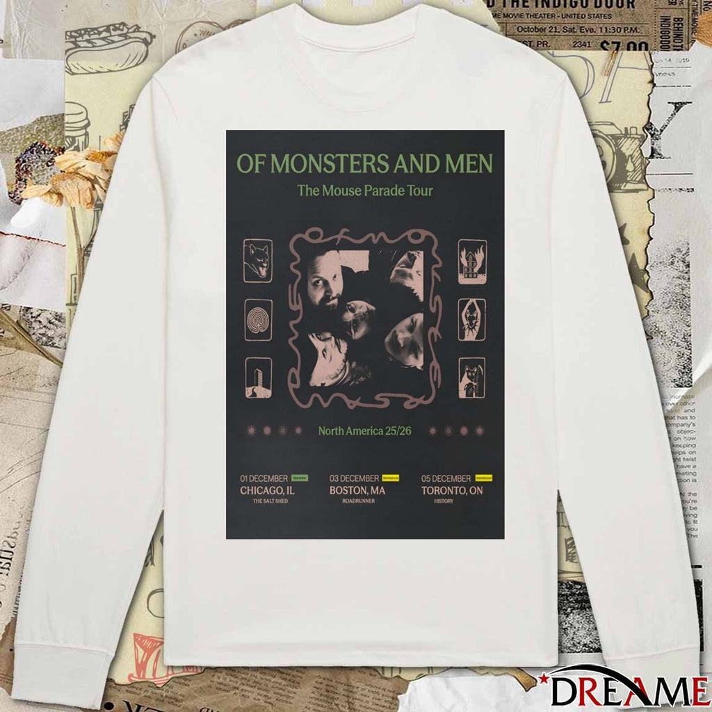 Poster Of Monsters And Men The Mouse Parade 2025 December 1 – 05 Tour North America t-shirt