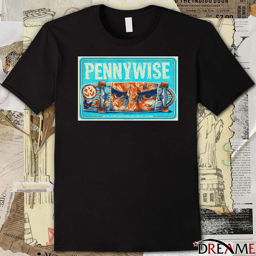 Poster Pennywise Altavoz Festival Medellin Colombia October 13 2025 t-shirt