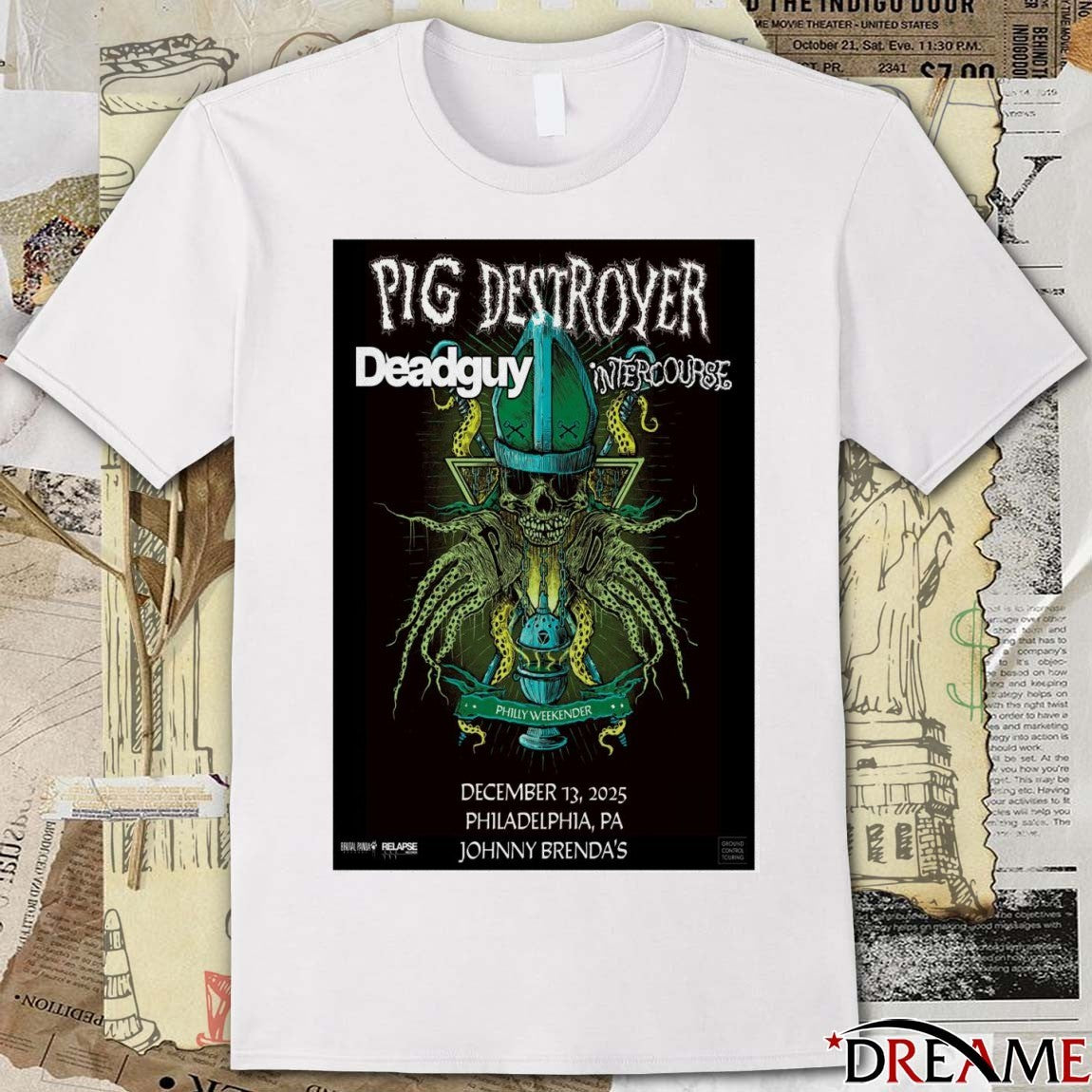 Poster Pig Destroyer December 13 2025 Philadelphia, PA Johnny Brenda’s t-shirt