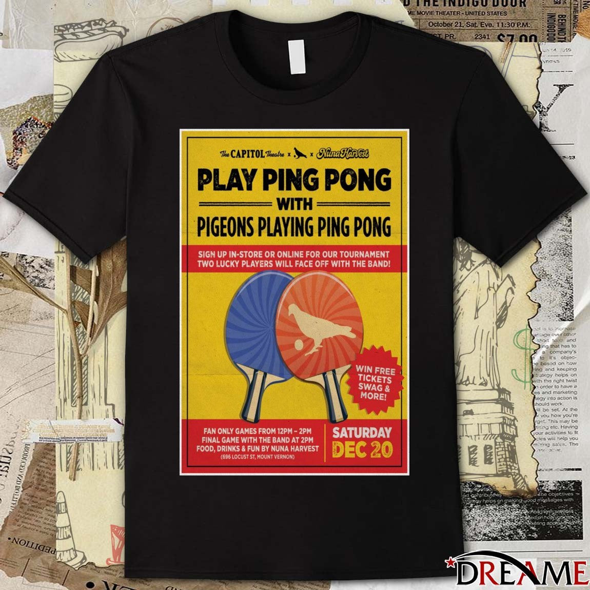 Poster Pigeons Playing Ping Pong December 20 2025 The Capitol Theatre Port Chester, NY t-shirt