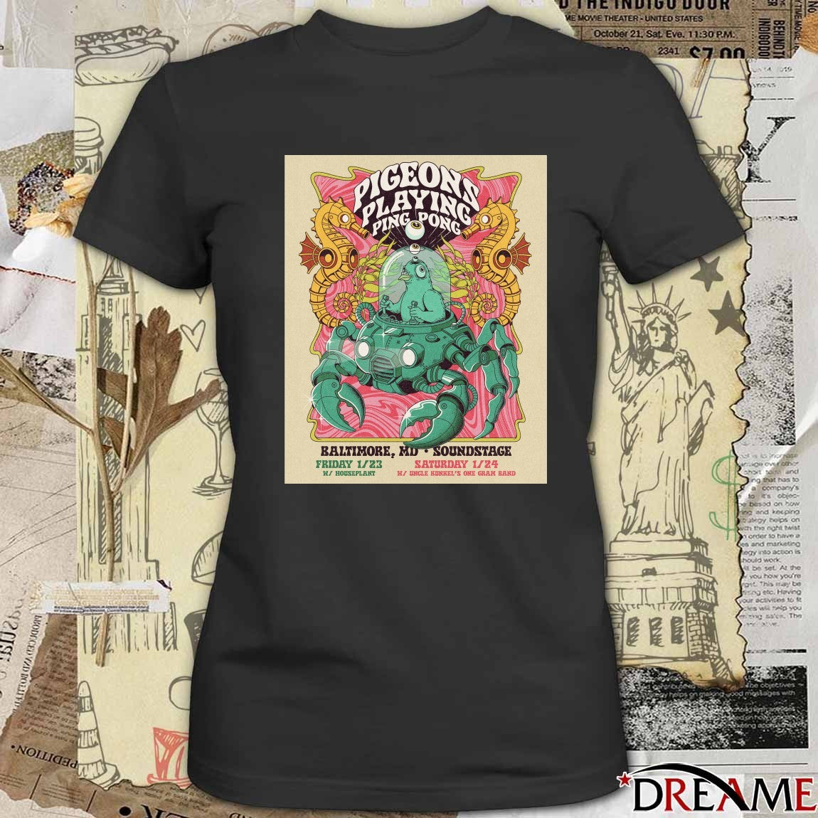 Poster Pigeons Playing Ping Pong Tour 2026 January 23-24 Baltimore MD Soundstage t-shirt
