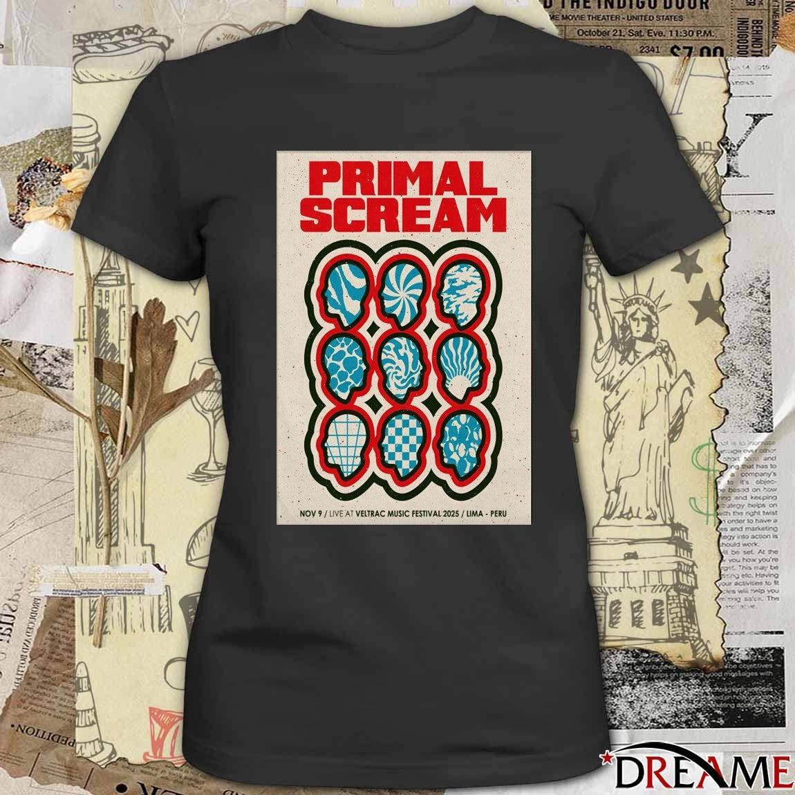 Poster Primal Scream Live At Veltrac Music Festival Lima Peru On November 9 2025 t-shirt