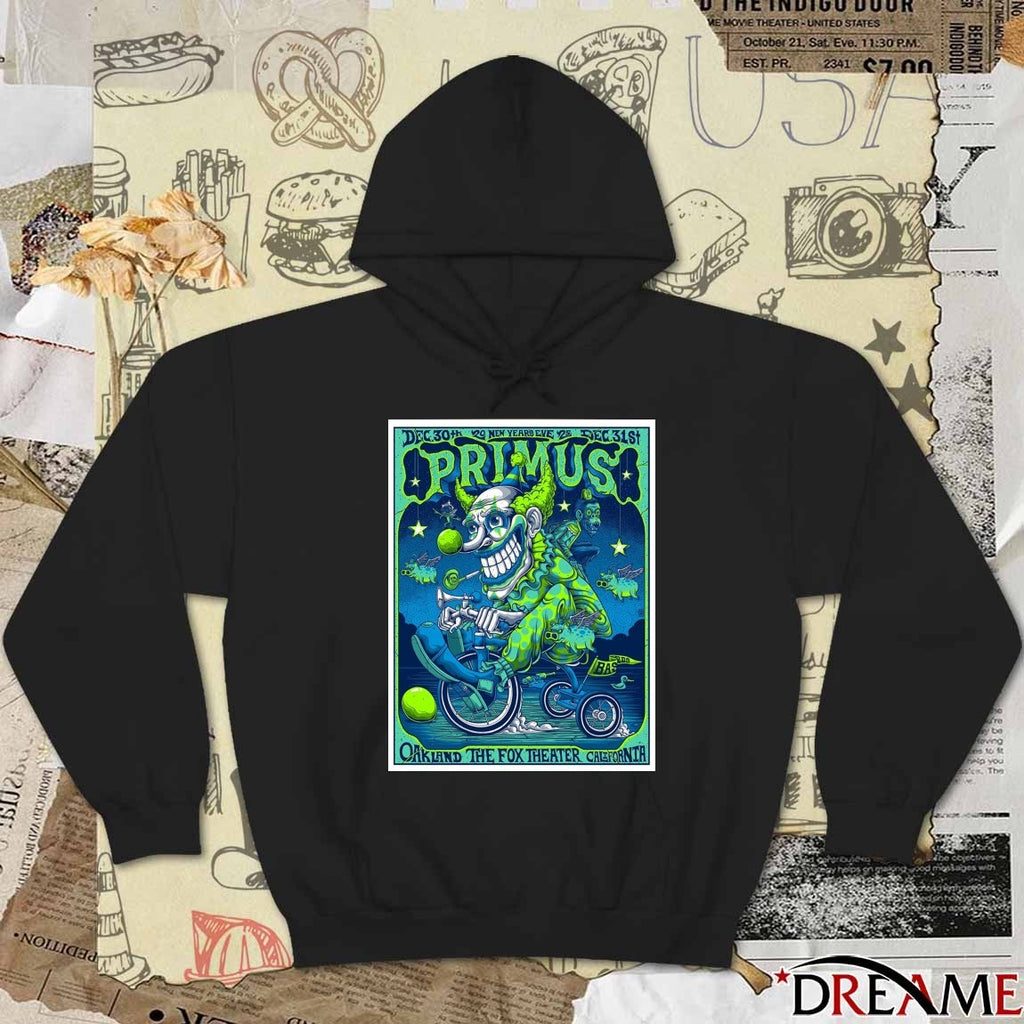 Poster Primus 2025 New Year’s Eve Shows In Oakland California At The Fox Theater On December 30 – 31 The Clown t-shirt