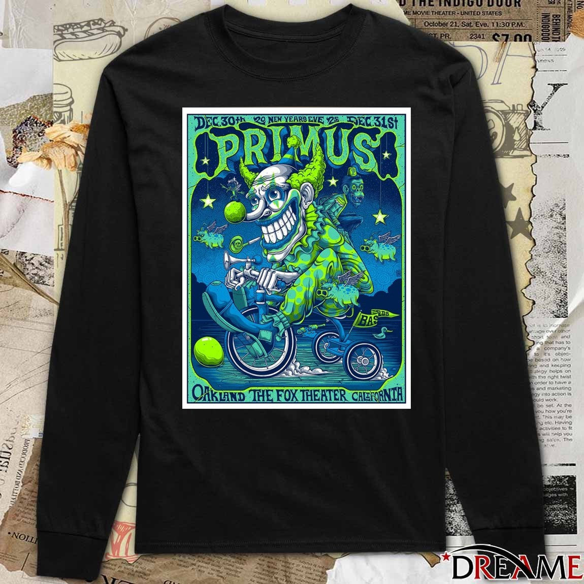 Poster Primus 2025 New Year’s Eve Shows In Oakland California At The Fox Theater On December 30 – 31 The Clown t-shirt