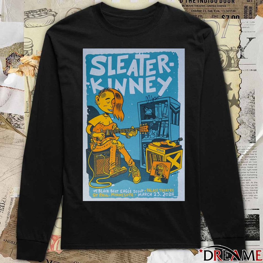 Poster Sleater-Kinney Palace March 23 2024 St Paul MN Theatre Signed t-shirt