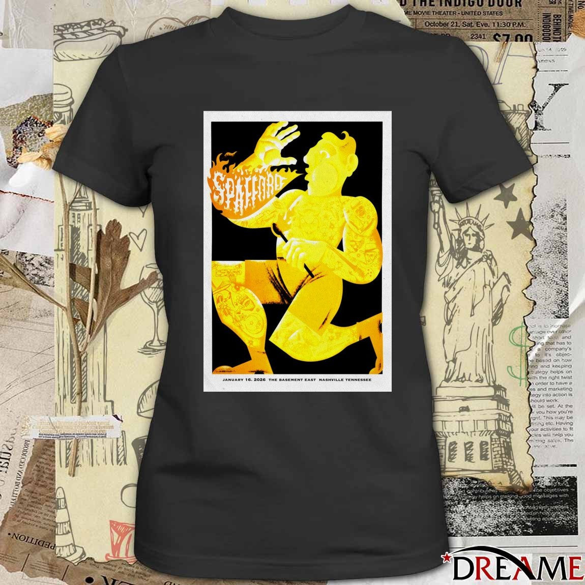 Poster Spafford Tour The Basemant East Nashville TN January 16 2026 t-shirt