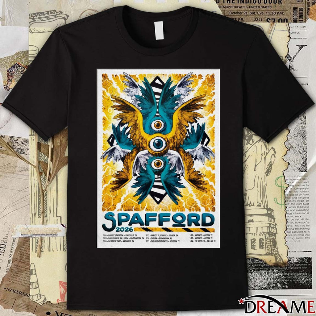 Poster Spafford Winter January 14-24 2026 Tour t-shirt