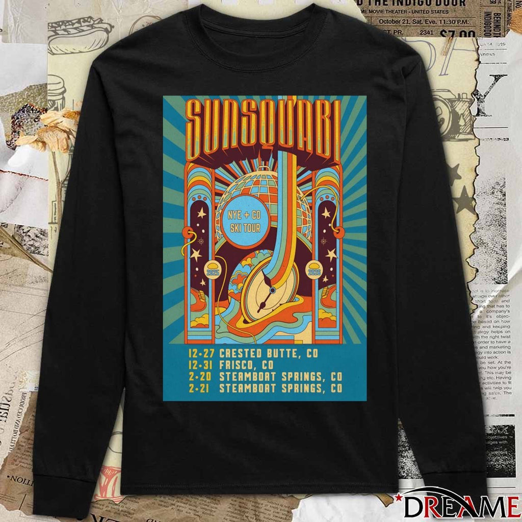 Poster Sunsquabi Ski Tour 2025-2026 NYE Colorado t-shirt