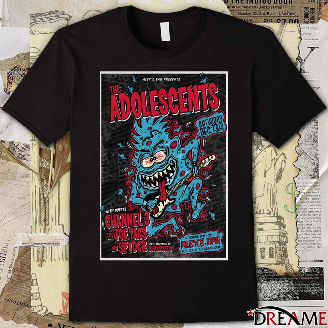 Poster The Adolescents December 13 2025 Long Beach CA t-shirt