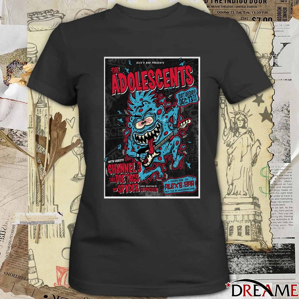 Poster The Adolescents December 13 2025 Long Beach CA t-shirt