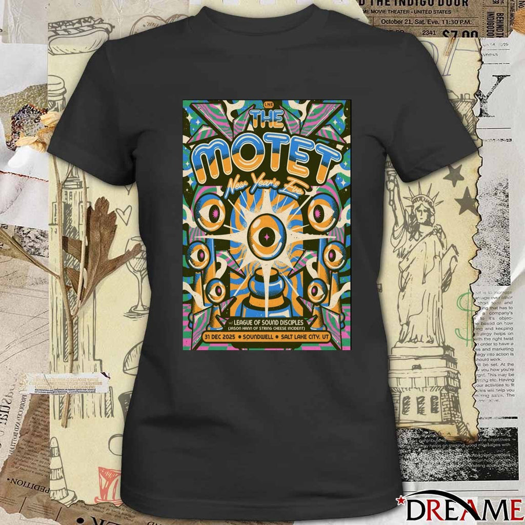 Poster The Motet December 31 2025 Soundwell In Salt Lake City UT t-shirt