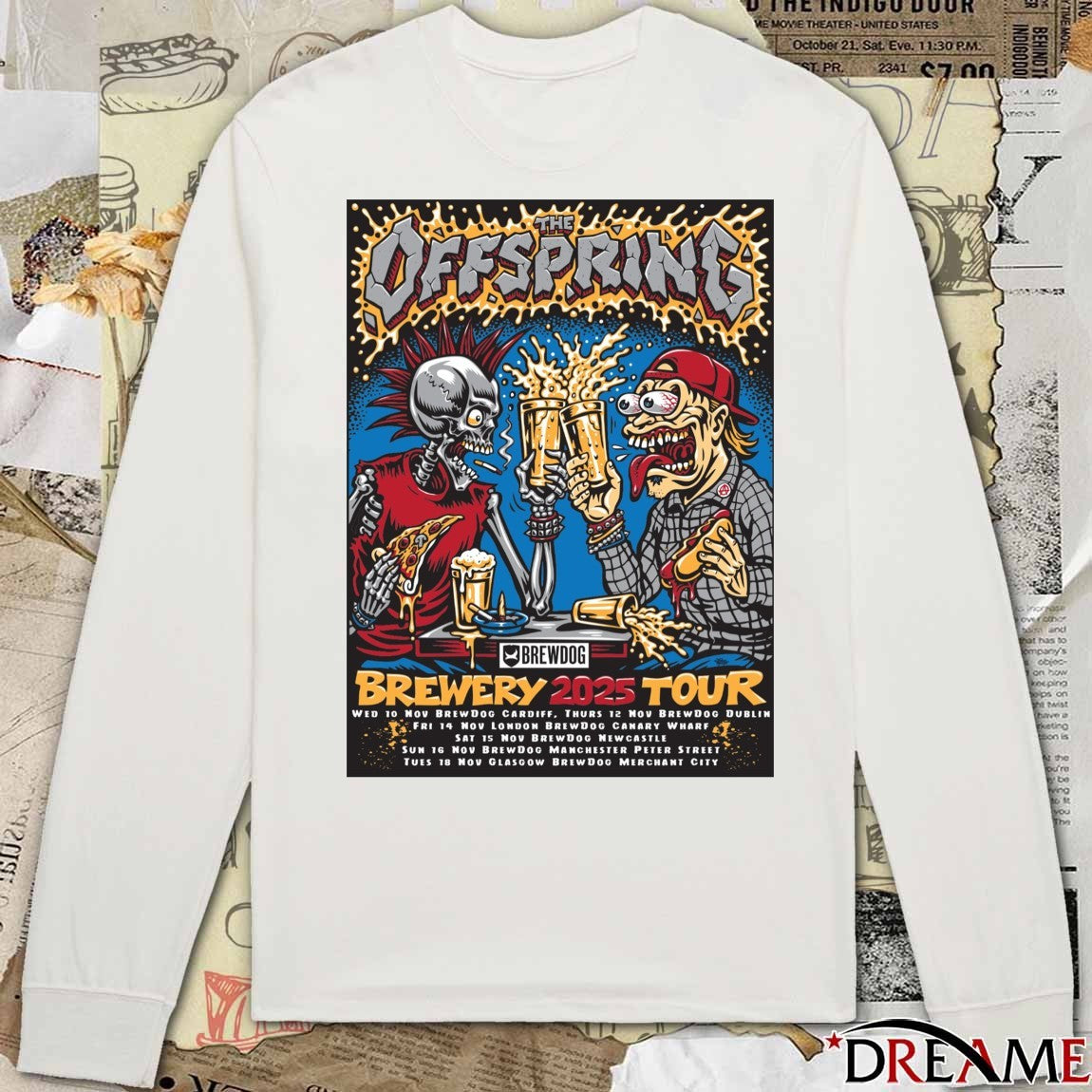 Poster The Offspring BrewDog Brewery November 10 – 18 2025 Tour t-shirt