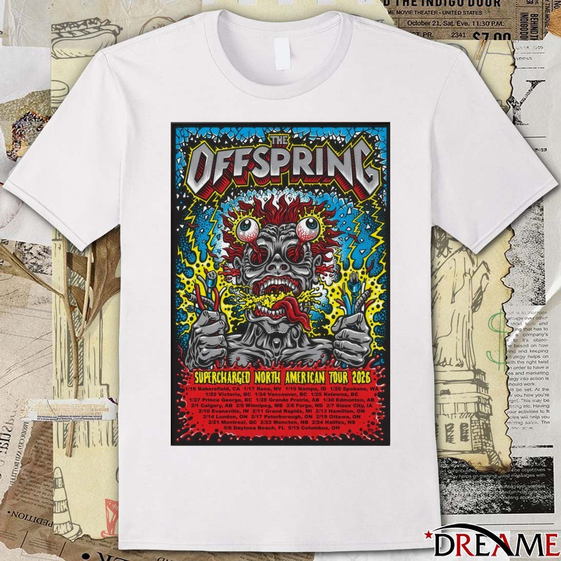 Poster The Offspring Supercharged North American 2026 Tour t-shirt