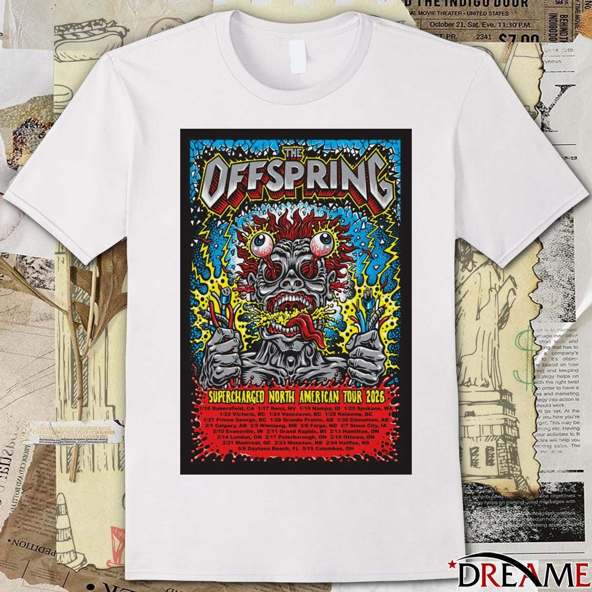 Poster The Offspring Supercharged North American Tour 2026 t-shirt
