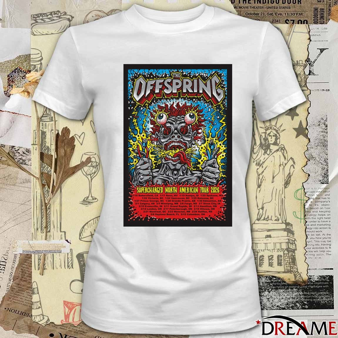 Poster The Offspring Supercharged North American Tour 2026 t-shirt
