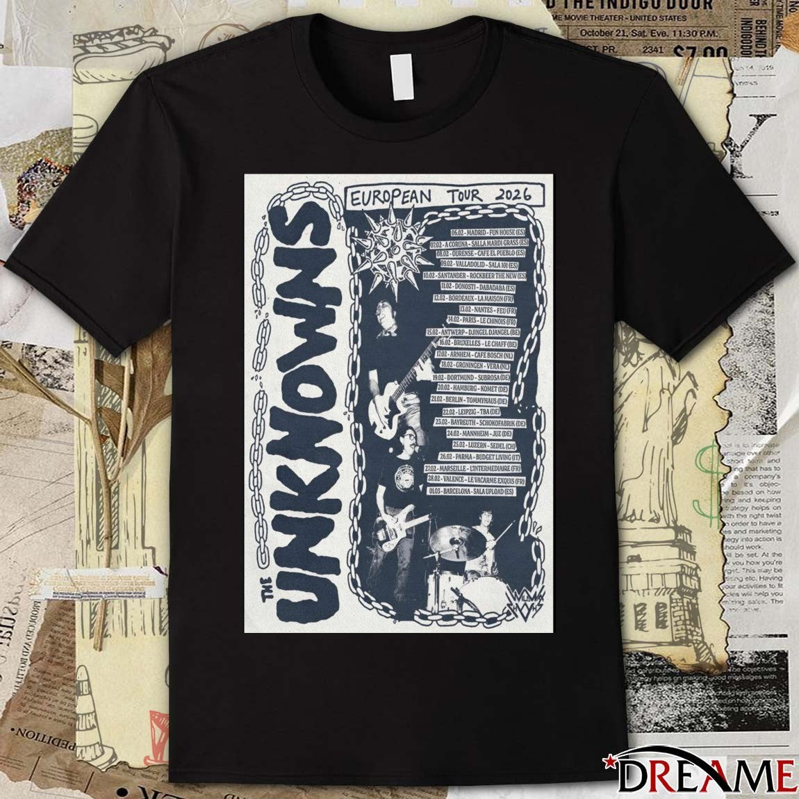 Poster The Unknowns European Tour 2026 February 06 – March 01 t-shirt