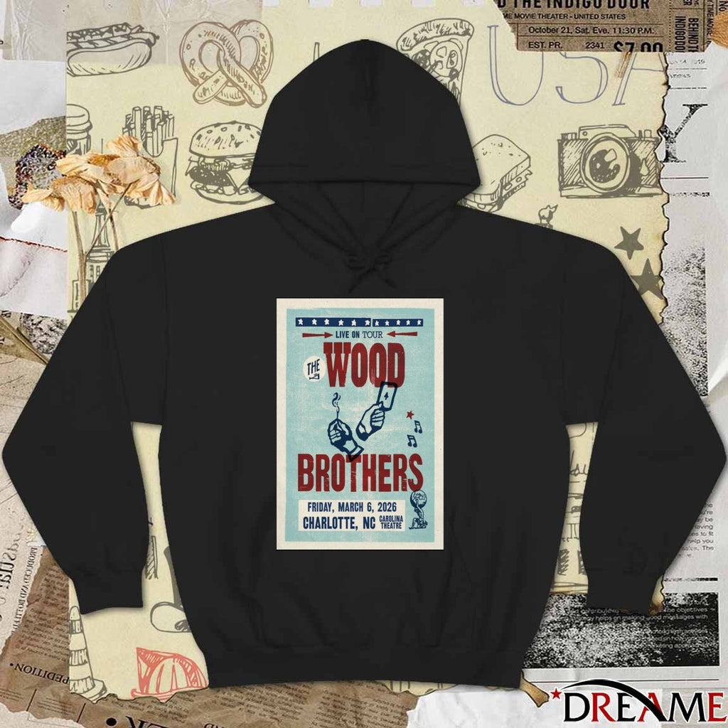Poster The Wood Brothers March 6 2026 Charlotte NC Carolina Theatre t-shirt