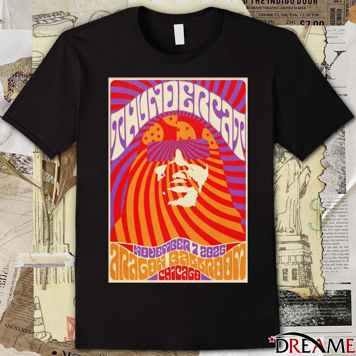 Poster Thundercat November 7 2025 Aragon Ballroom Chicago IL t-shirt