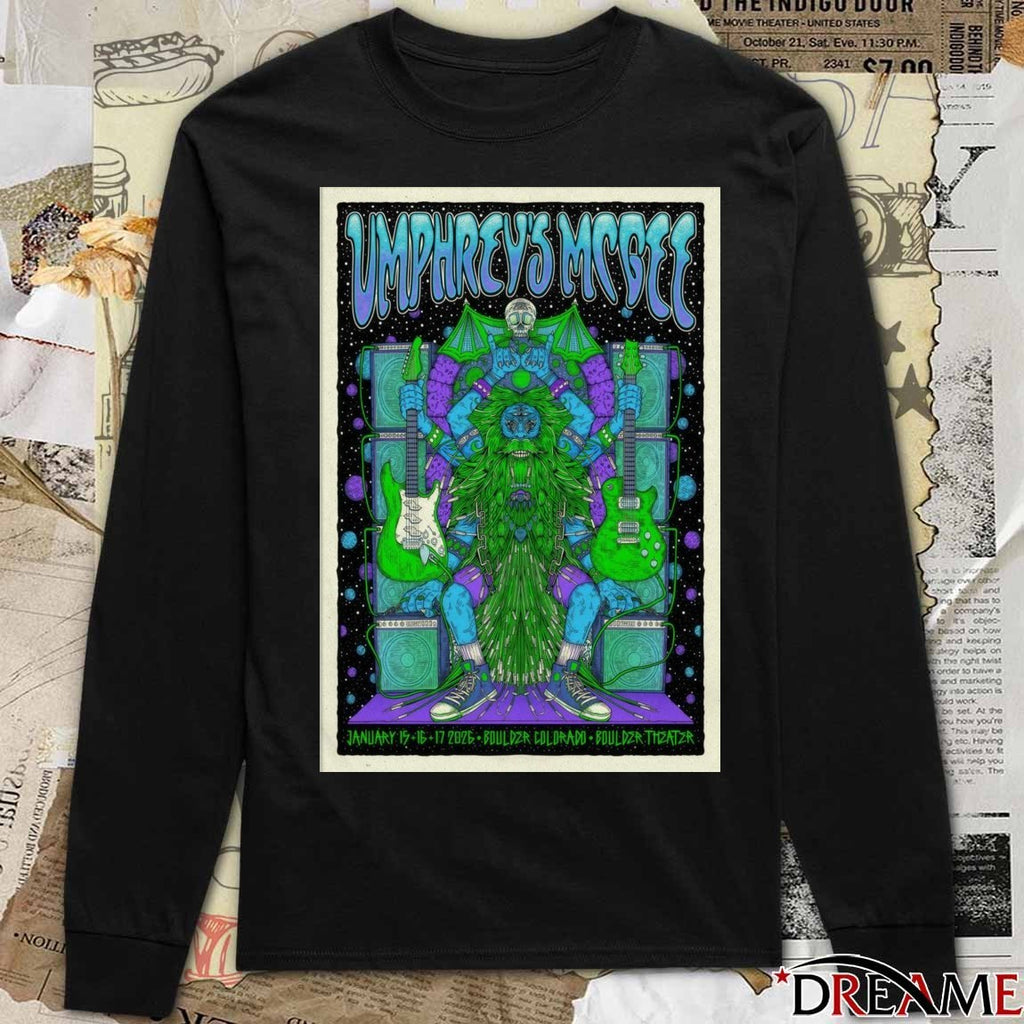 Poster Umphrey’s McGee January 15-17 2026 Boulder CO t-shirt