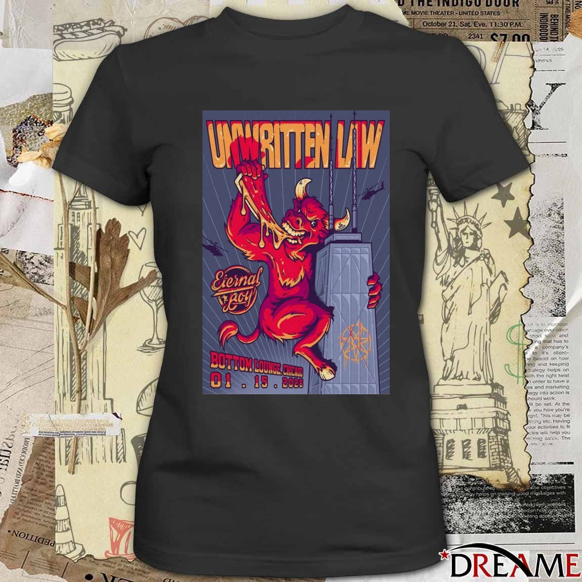 Poster Unwritten Law January 15 2026 Bottom Lounge Chicago t-shirt