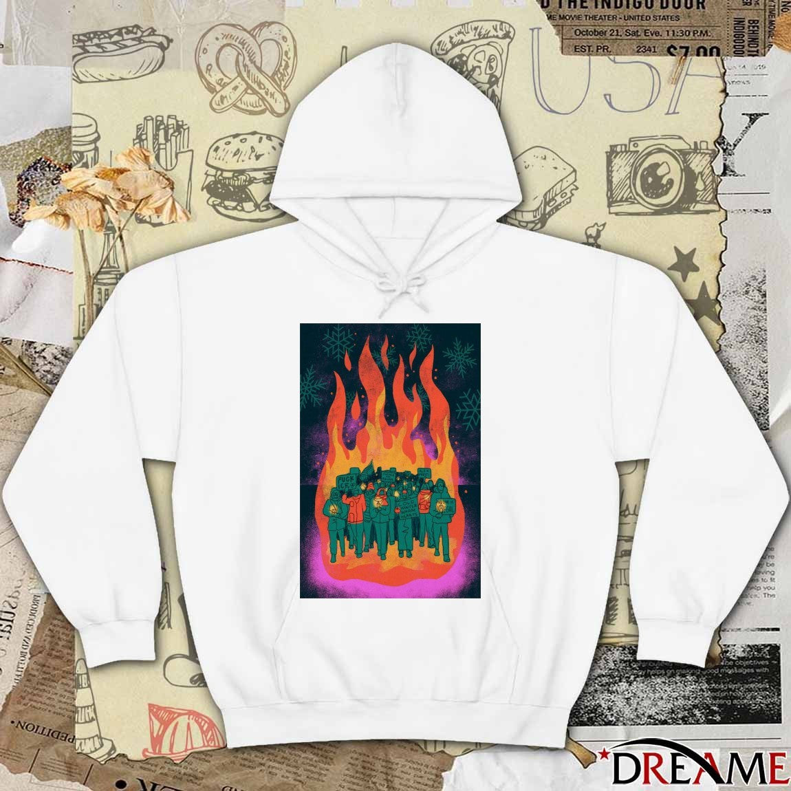 Poster We Are A Flame In The Cold Fuck ICE Cold Winter Warm Hearts t-shirt