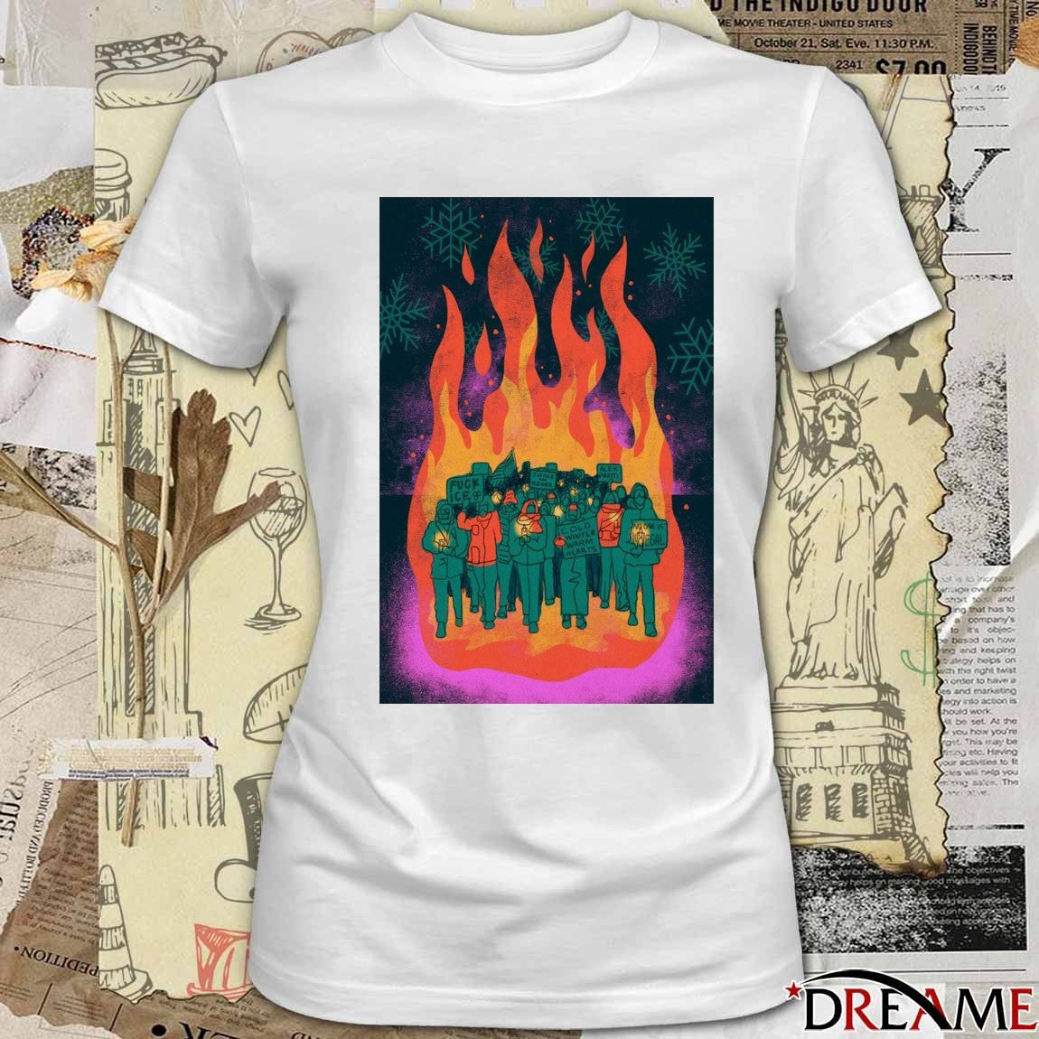 Poster We Are A Flame In The Cold Fuck ICE Cold Winter Warm Hearts t-shirt