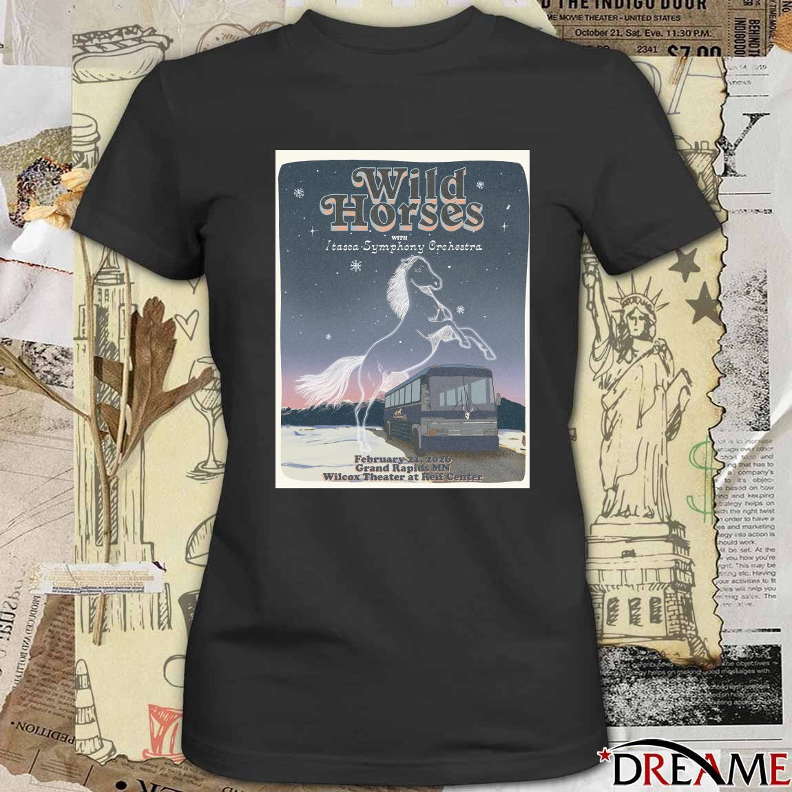 Poster Wild Horses February 21 2026 Grand Rapids MN Wilcox Theater At Reif Center Tour t-shirt