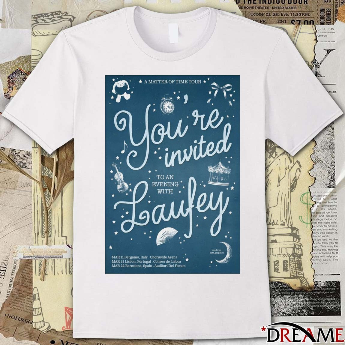 Poster You’re Invited Laufey A Matter Of Time Tour 2026 March 11 – 22 t-shirt